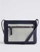 Marks & Spencer Faux Leather Colour Block Across Body Bag Grey Mix