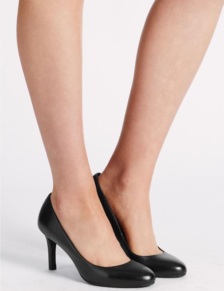Marks & Spencer Leather Stiletto Court Shoes With Insolia&reg; Black