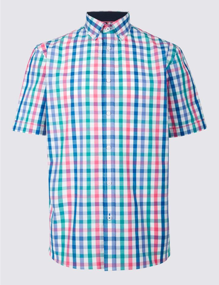 Marks & Spencer Pure Cotton Checked Shirt Multi