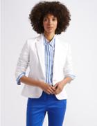 Marks & Spencer Linen Blend Single Breasted Blazer Ivory