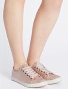 Marks & Spencer Lace-up Satin Trainers With Insolia Flex&reg; Nude