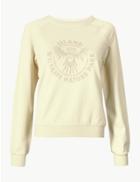 Marks & Spencer Pure Cotton Printed Long Sleeve Sweatshirt Ivory Mix