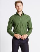 Marks & Spencer Pure Cotton Regular Fit Shirt With Pocket Olive