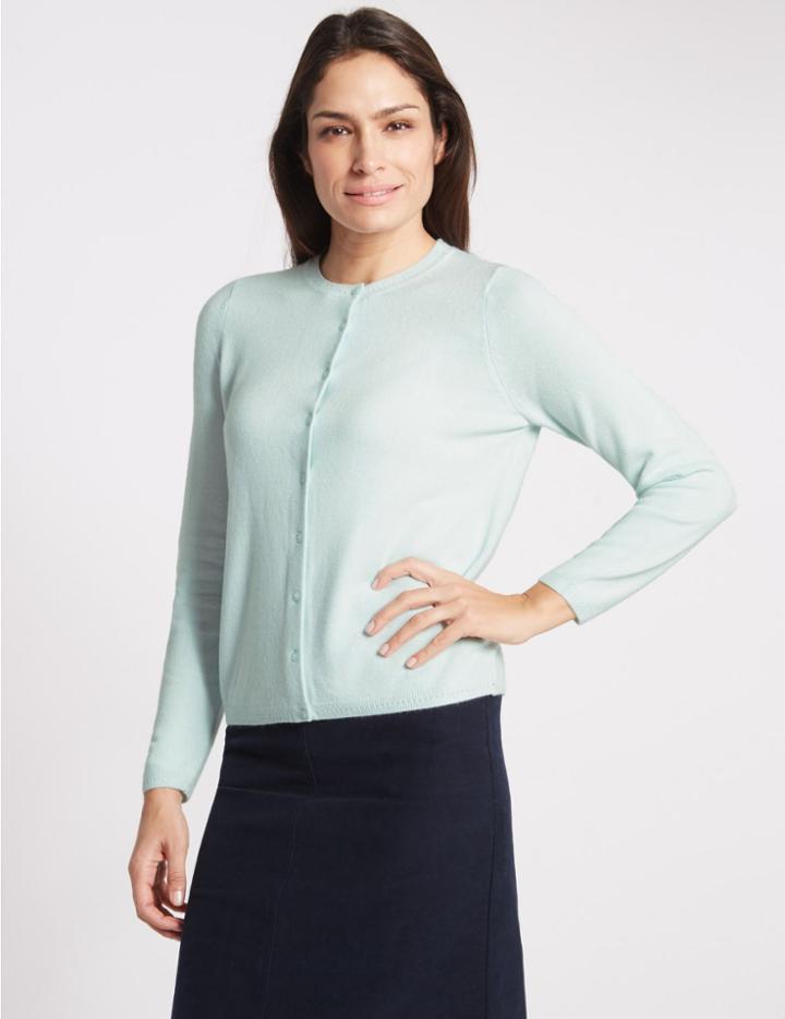 Marks & Spencer Cashmilon&trade; Button Front Cardigan Mint