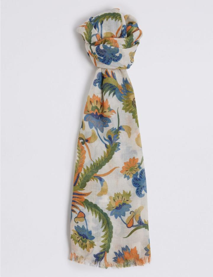 Marks & Spencer Floral Print Paisley Scarf Cream Mix