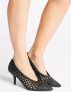 Marks & Spencer Stiletto Heel Weave Court Shoes Black