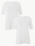 Marks & Spencer 2 Pack Pure Cotton Short Sleeve T-shirt White/white