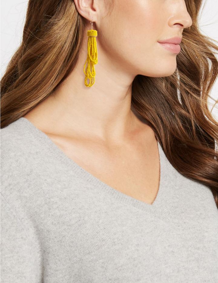 Marks & Spencer Beaded Tassel Drop Earrings Yellow