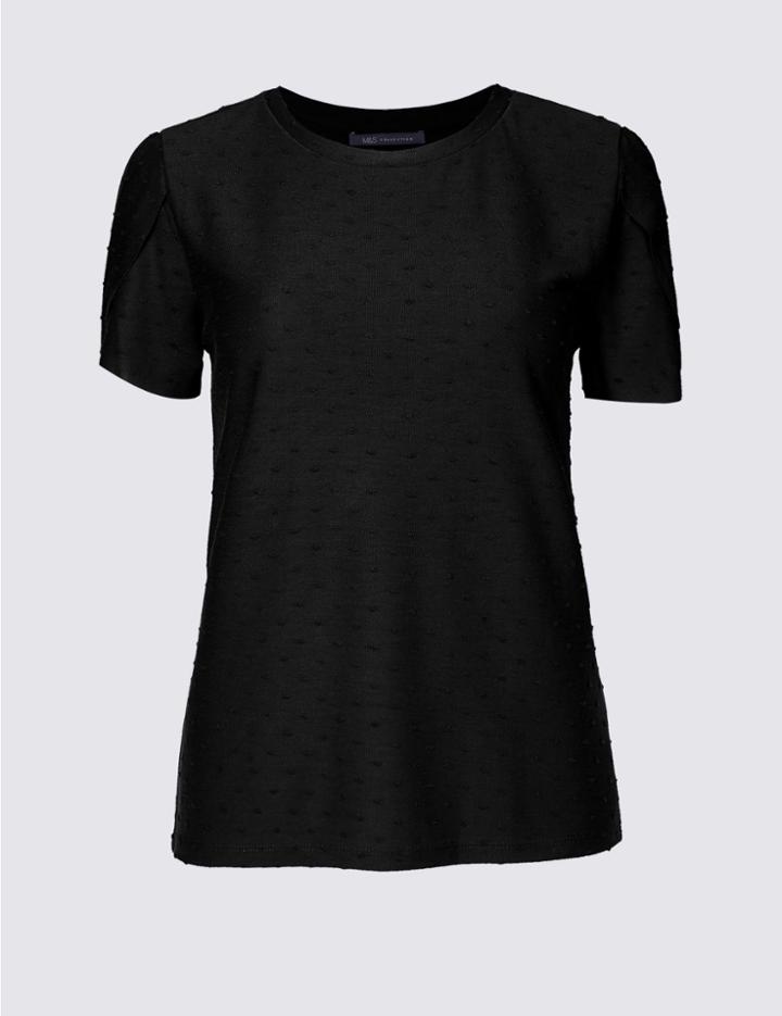 Marks & Spencer Petite Round Neck Short Sleeve T-shirt Black