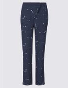 Marks & Spencer Star Print Tapered Leg Wrap Front Trousers Midnight Mix