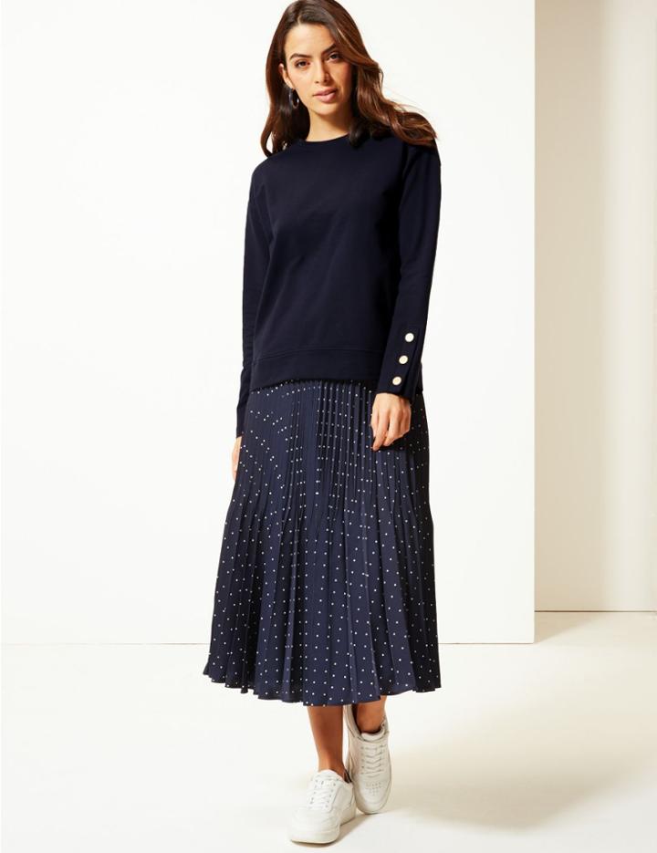 Marks & Spencer Round Neck Long Sleeve Sweatshirt Navy