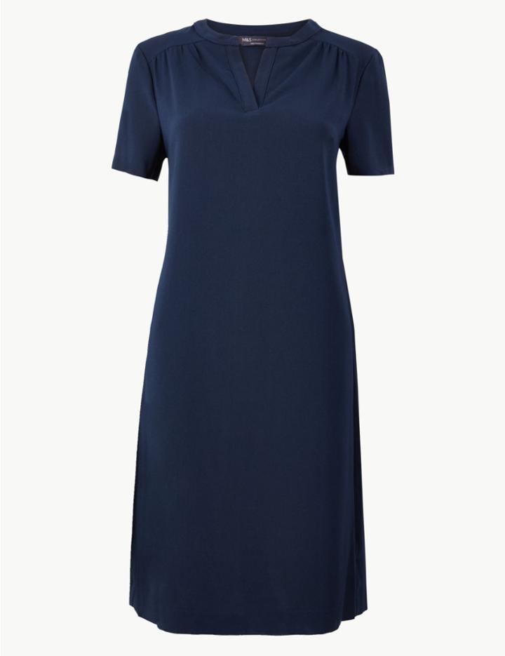 Marks & Spencer V-neck Shift Dress Navy