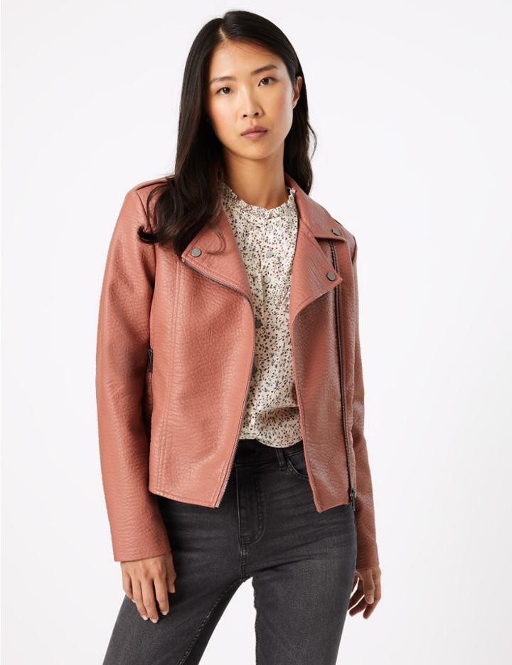 Marks & Spencer Faux Leather Biker Jacket Blush