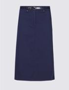 Marks & Spencer Cotton Rich Pencil Skirt Navy