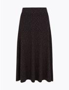 Marks & Spencer Polka Dot Jersey Slip Midi Skirt Black Mix