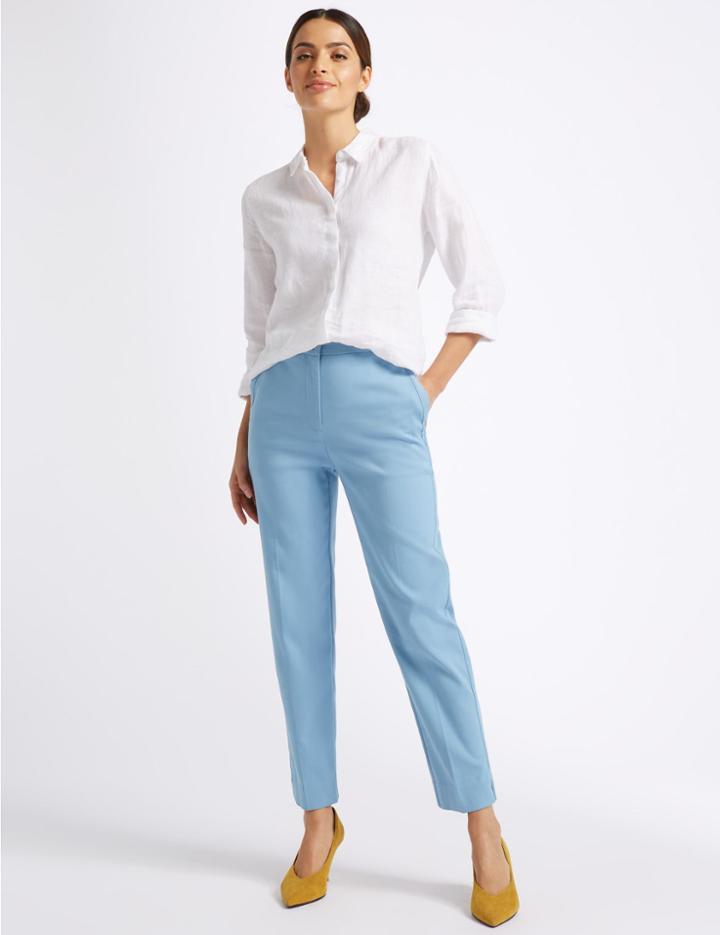 Marks & Spencer Straight Leg Trousers Azure Blue