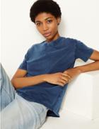 Marks & Spencer Vintage Wash Pure Cotton T-shirt Indigo