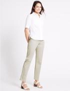 Marks & Spencer Cotton Rich Straight Leg Trousers Stone