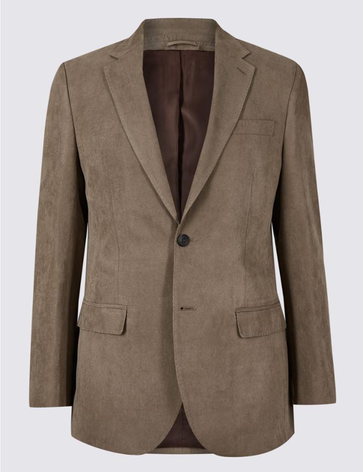 Marks & Spencer Regular Fit Textured Jacket Tobacco