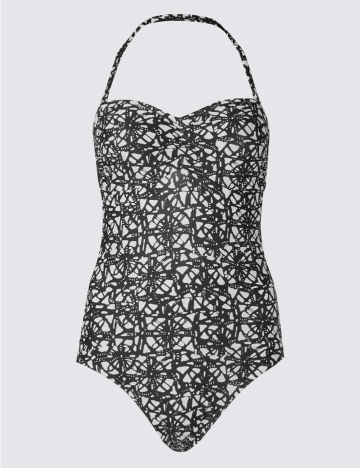 Marks & Spencer Secret Slimming&trade; Tile Print Swimsuit Black/white
