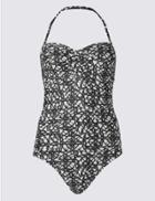 Marks & Spencer Secret Slimming&trade; Tile Print Swimsuit Black/white
