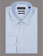 Marks & Spencer Cotton Rich Tailored Fit Shirt Blue Mix