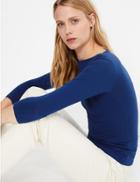 Marks & Spencer Cotton Rich Slash Neck Fitted T-shirt Rich Blue