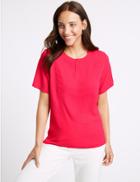 Marks & Spencer Round Neck Short Sleeve Blouse Pink