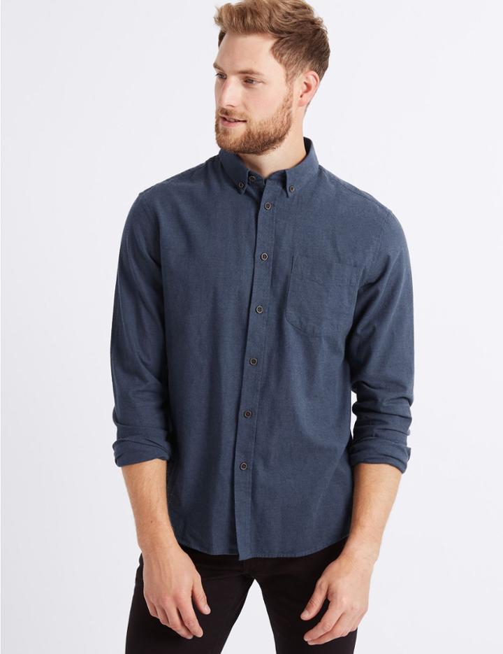 Marks & Spencer Brushed Cotton Shirt Nightshade