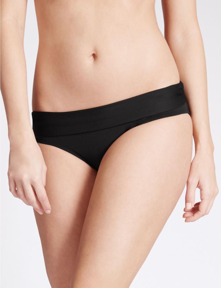 Marks & Spencer Roll Top Hipster Bikini Bottoms Black