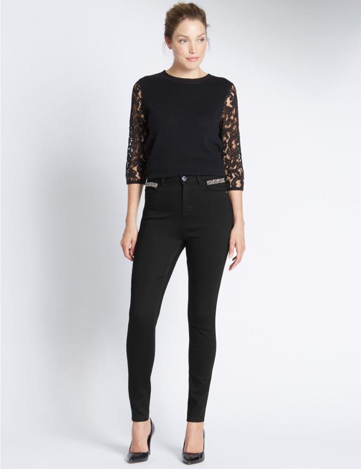 Marks & Spencer Super Skinny Embroidered Jeans Black