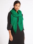 Marks & Spencer Chenille Striped Scarf Green
