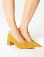 Marks & Spencer Wide Fit Statement Heel Court Shoes Ochre