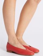 Marks & Spencer Leather High Cut Ballerina Pumps Red