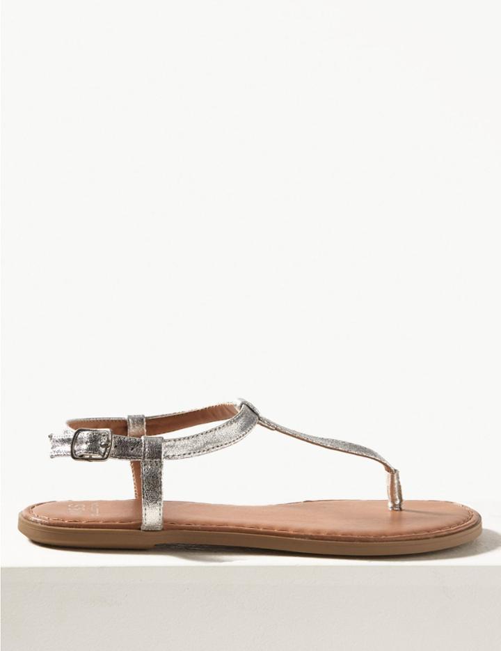 Marks & Spencer Open Toe T-bar Sandals Silver