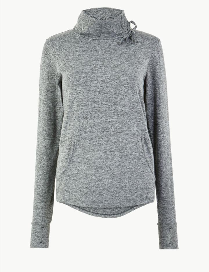 Marks & Spencer Jaspe Funnel Neck Sweatshirt Grey Marl