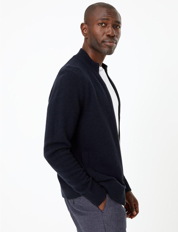 Marks & Spencer Pure Lambswool Zip Through Cardigan