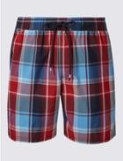 Marks & Spencer Quick Dry Checked Swim Shorts Red Mix