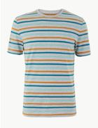 Marks & Spencer Cotton Striped T-shirt Grey Mix