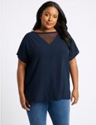 Marks & Spencer Curve Woven Front Short Sleeve T-shirt Black