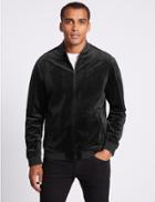 Marks & Spencer Slim Fit Baseball Zip Through Top Black