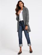 Marks & Spencer Textured Open Front Coat Grey Mix