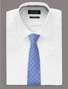 Marks & Spencer Silk Blend Spotted Tie Blue Mix