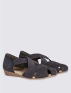 Marks & Spencer Wide Fit Leather Sandals With Footglove&trade; Navy