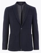 Marks & Spencer Slim Fit Wool Blend Jacket With Stretch Navy