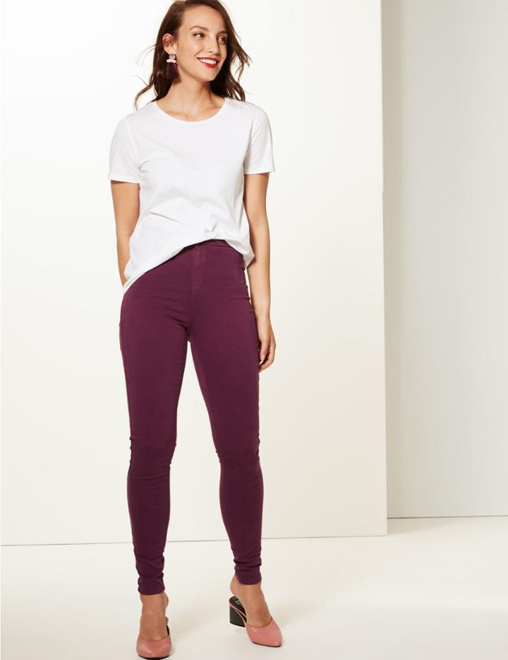 Marks & Spencer High Waist Super Skinny Jeans Burgundy