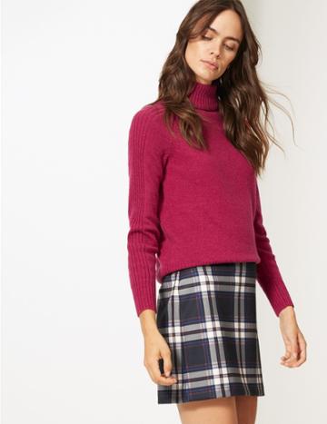 Marks & Spencer Checked A-line Mini Skirt Pink Mix