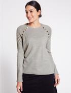 Marks & Spencer Cashmilon&trade; Button Shoulder Jumper Grey