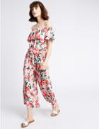 Marks & Spencer Floral Print Bardot Jumpsuit Multi