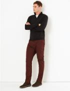 Marks & Spencer Slim Fit Cotton Chinos Burgundy